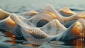 Digital art pieces generated by algorithms creating abstract and complex patterns, fluids evolving geometric shapes