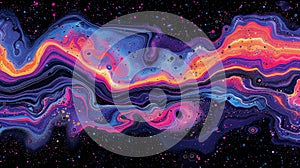 Digital art pieces generated by algorithms creating abstract and complex patterns, fluids evolving geometric shapes