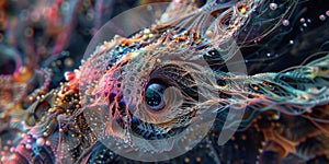 Digital art pieces generated by algorithms creating abstract and complex patterns, fluids evolving geometric shapes