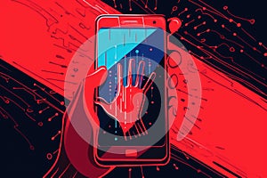 Digital Art of Scammer\'s Hand Emerging from Phone