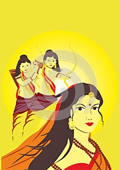 Digital art, Sita & her twins Luv- Kush.