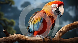 Digital Art Techniques A Stunning Parrot Sits On A Branch photo