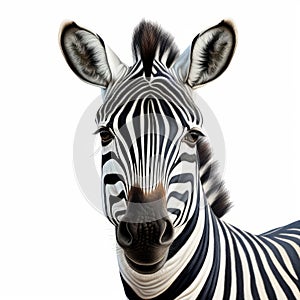 Digital Art Zebra Close-up: High-key Lighting On White Background photo