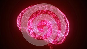 Digital Artificial Intelligence red brain in a cloud of binary data