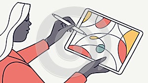 Digital Artist Creating Abstract Art, Tablet Design, vector design Generative AI