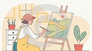 Digital Artist Creating on a Computer Tablet, vector design Generative AI