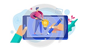 Digital Artist Drawing on Tablet, Abstract Creative Process, vector design Generative AI