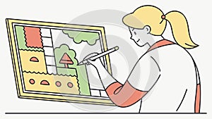 Digital Artist at Work: Creative Design on Computer Screen, Innovation, vector design Generative AI