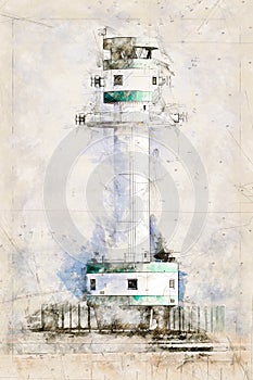 Digital artistic Sketch of a Lighthouse in Kiel in Germany