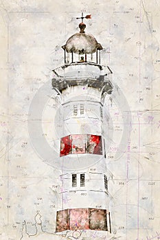 Digital artistic Sketch of a Lighthouse in Malmoe in Sweden