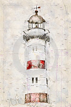 Digital artistic Sketch of a Lighthouse in Malmoe in Sweden photo