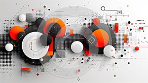 Digital artwork circles and dots on white background