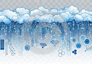 Digital artwork depicting cloud computing technology.