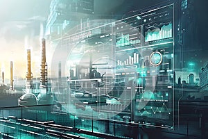 Futuristic Industrial Control System Interface Visualization photo