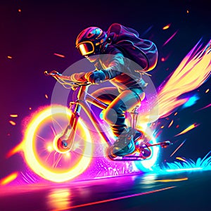 The digital artwork depicts a vibrant and dynamic scene. In the foreground