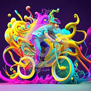 The digital artwork depicts a vibrant and dynamic scene. In the foreground