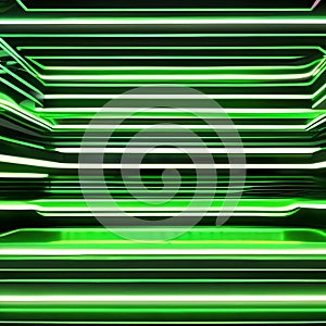 Digital artwork with dynamic green neon lines creating a visually striking 3D composition on a profound black canvas5