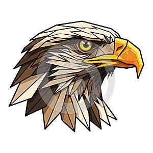 Digital artwork of an eagle's head rendered in a geometric, polygonal style. The eagle