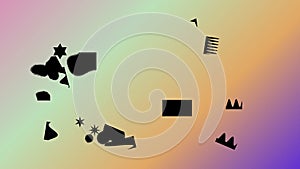 Abstract Composition of Black Shapes on a Pastel Gradient Background