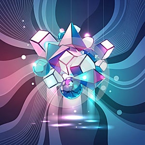 Is a dynamic gradient with flowing lines and abstract patterns