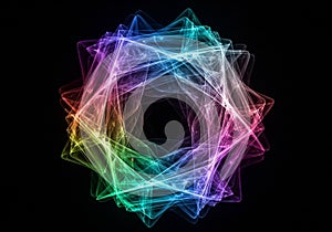 A digital artwork featuring an intricate, symmetrical geometric