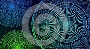 Digital artwork featuring three concentric circular patterns on a