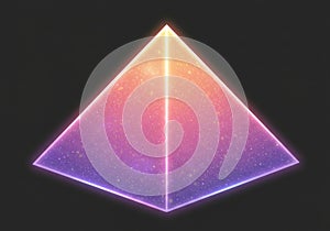 A digital artwork of a glowing triangular prism with a pyramid shape