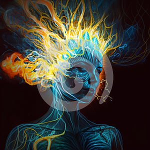 Digital Artwork of Human Mental Energy