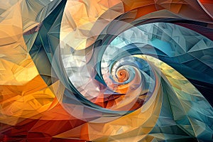 Abstract Spiral of Vibrant Colors and Geometric Forms photo