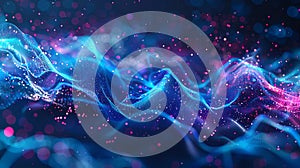 A digital artwork representing data processing and AI operations within a cloud computing environment. Generative AI