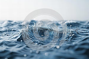 Digital artwork of water wave, white background, blue water surface, closeup, highdefinition photography, clean and simple de photo