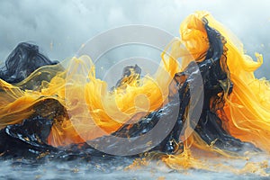 Digital artwork of  yellow and black image of an olefin design, high quality, high resolution
