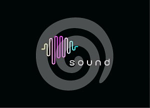 Digital audio equalizer logo. Sound waves emblem. Soundtrack recording icon. Music playback symbol. Musical studio photo