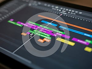 Digital audio workstation interface with color-coded tracks