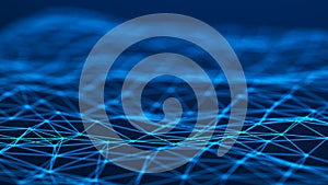 Digital background. Abstract wave with connected dots and lines on. Network connection structure. 3D rendering