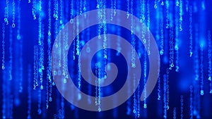Digital background. Big data. Hacker concept. Abstract matrix. Computer generated many numbers. 3d rendering