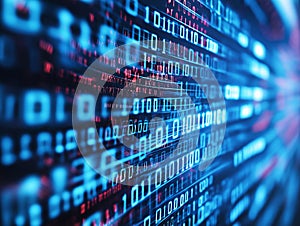 Digital background. Binary Code Flowing Through a Grid Streams of binary code moving through a digital grid