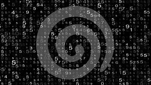 Digital background black matrix. Matrix background. Binary computer code. Hacker coding concept. 3D rendering