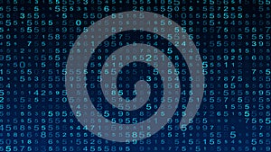 Digital background blue matrix. Matrix background. Binary computer code. Hacker coding concept. 3D rendering.