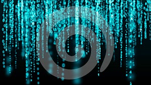 Digital background blue matrix. Binary computer code. Hacker concept. 3d rendering