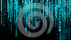 Digital background blue matrix. Binary computer code. Hacker concept. 3d rendering
