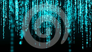 Abstract digital background with matrix. Binary computer code. Hacker concept. Big data visualization. 3d rendering.