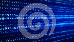 Digital background blue matrix. Coding or hacking concept. Abstract data concept. 3d rendering
