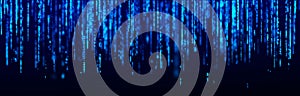 Digital background blue matrix. Coding or hacking concept. Flow of random numbers. 3D rendering.