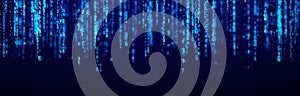 Digital background blue matrix. Coding or hacking concept. Flow of random numbers. 3D rendering