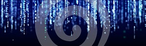 Digital background blue matrix. Coding or hacking concept. Flow of random numbers. 3D rendering
