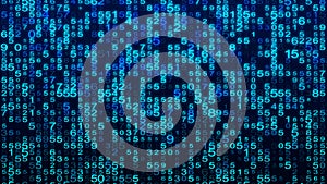 Digital background blue matrix. Matrix background. Binary computer code. Hacker coding concept. 3D rendering