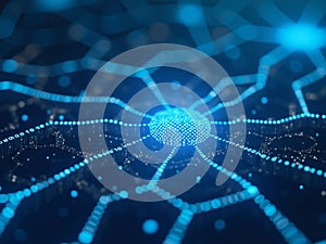 Futuristic Binary Code Background With Abstract Digital Grid And Glowing Data Lines