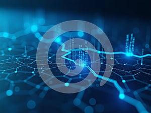 Futuristic Binary Code Background With Abstract Digital Grid And Glowing Data Lines