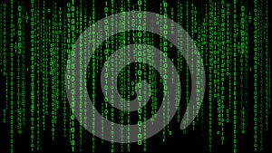 Digital background green matrix. Binary computer code. 3d rendering